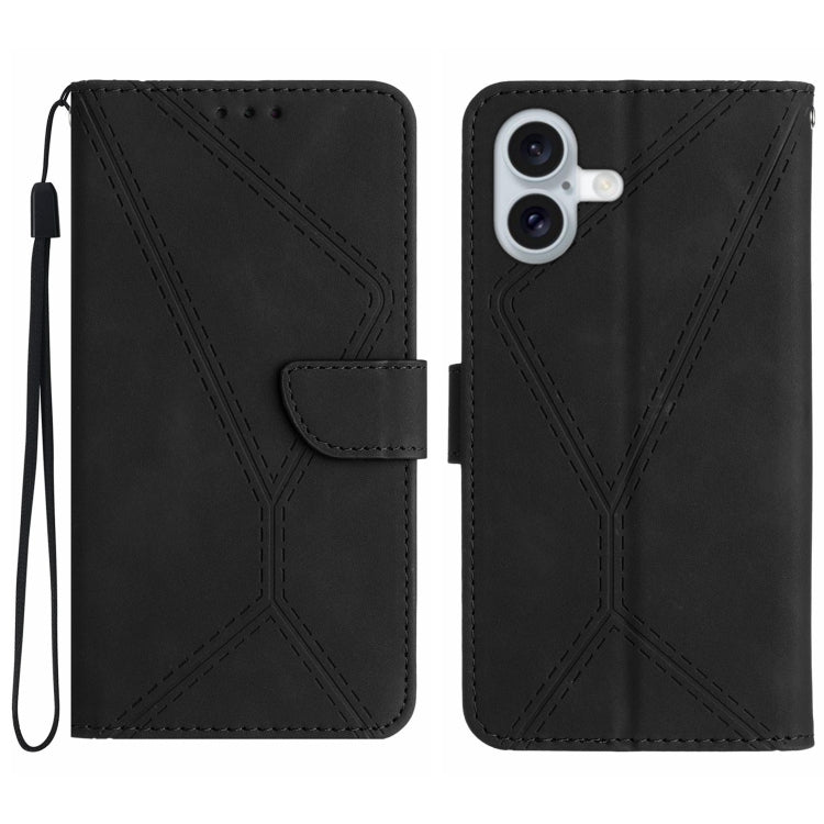 Stitching Embossed Leather Phone Case, For iPhone 17e / 16e, For iPhone 17 Pro Max, For iPhone 17 Pro, For iPhone 17, For iPhone Air, For iPhone 16 Pro Max, For iPhone 16 Pro, For iPhone 16 Plus