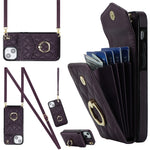 Rhombic Texture Card Bag Phone Case with Long Lanyard, For iPhone 15 Pro, For iPhone 15 Plus, For iPhone 15, For iPhone 14 Plus, For iPhone 14, For iPhone 14 Pro