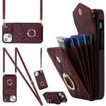 Rhombic Texture Card Bag Phone Case with Long Lanyard, For iPhone 14 Pro Max, For iPhone 13 Pro Max, For iPhone 13 Pro, For iPhone 13, For iPhone 12 / 12 Pro, For iPhone 12 Pro Max