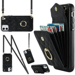 Rhombic Texture Card Bag Phone Case with Long Lanyard, For iPhone 11 Pro Max, For iPhone 11, For iPhone 11 Pro, For iPhone XR, For iPhone XS Max