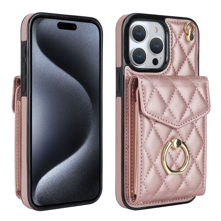 Rhombic Texture Card Bag Phone Case with Long Lanyard, For iPhone 17e / 16e, For iPhone 17 Pro Max, For iPhone 17 Pro, For iPhone 17, For iPhone Air, For iPhone 15 Pro Max