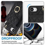 Rhombic Texture Card Bag Phone Case with Long Lanyard, For iPhone 17e / 16e, For iPhone 17 Pro Max, For iPhone 17 Pro, For iPhone 17, For iPhone Air, For iPhone 15 Pro Max