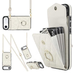 Rhombic Texture Card Bag Phone Case with Long Lanyard, For iPhone 17e / 16e, For iPhone 17 Pro Max, For iPhone 17 Pro, For iPhone 17, For iPhone Air, For iPhone 15 Pro Max