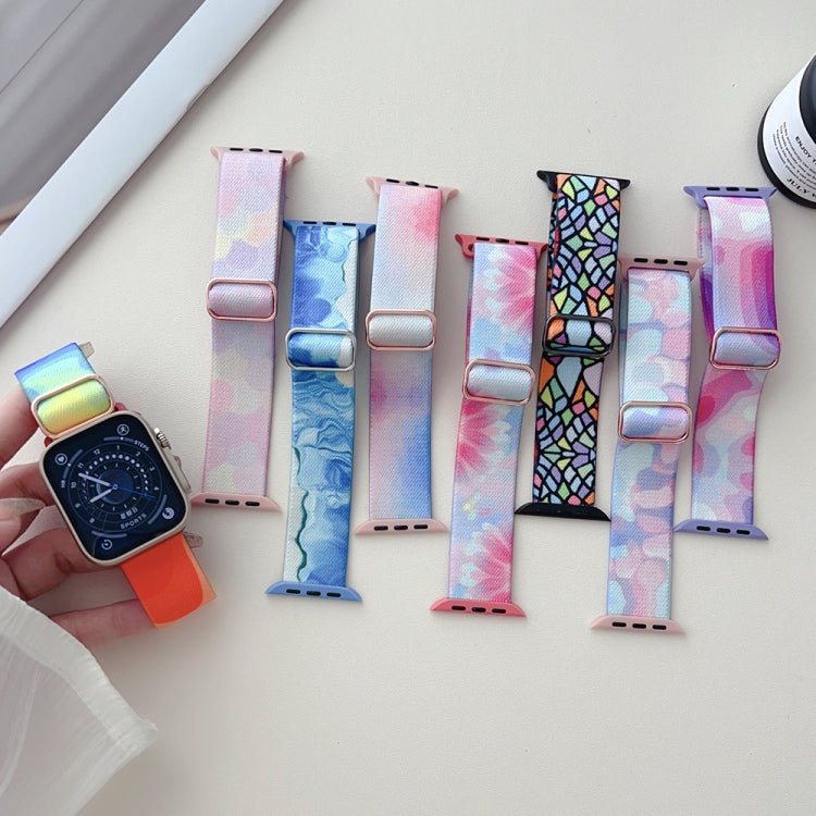 Painted Pattern Nylon Replacement Watch Band, For Apple Watch SE 2023 44mm, For Apple Watch Ultra 49mm, For Apple Watch SE 2023 40mm, For Apple Watch 8 41mm, For Apple Watch 8 45mm, For Apple Watch Ultra 2 49mm