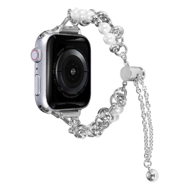 Pearl Bracelet Metal Watch Band, For Apple Watch SE 2023 44mm, For Apple Watch Ultra 49mm, For Apple Watch SE 2023 40mm, For Apple Watch 8 41mm, For Apple Watch Ultra 2 49mm, For Apple Watch 8 45mm, For Apple Watch SE 2022 40mm                         ...