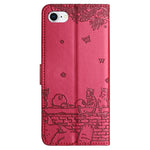 Cat Embossing Pattern Leather Phone Case with Lanyard, For iPhone 16e / 17e, For iPhone 17 Pro Max, For iPhone 17 Pro, For iPhone 17, For iPhone Air, For iPhone 16 Pro Max, For iPhone 16 Pro, For iPhone 16 Plus, For iPhone 16