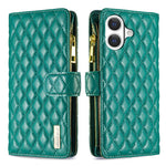 Diamond Lattice Zipper Wallet Leather Flip Phone Case, For iPhone 18 Pro/17 Pro, For iPhone 18 Pro Max/17 Pro Max, For iPhone 17, For iPhone 17 Air, For iPhone 16 Pro Max, For iPhone 16 Pro, For iPhone 16 Plus, For iPhone 16