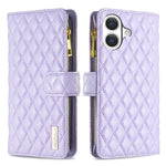 Diamond Lattice Zipper Wallet Leather Flip Phone Case, For iPhone 17 Pro Max, For iPhone 17 Pro, For iPhone 17, For iPhone Air, For iPhone 16 Pro Max, For iPhone 16 Pro, For iPhone 16 Plus, For iPhone 16