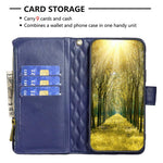 Diamond Lattice Zipper Wallet Leather Flip Phone Case, For iPhone 17 Pro Max, For iPhone 17 Pro, For iPhone 17, For iPhone Air, For iPhone 16 Pro Max, For iPhone 16 Pro, For iPhone 16 Plus, For iPhone 16