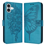 Embossed Butterfly Leather Phone Case, For iPhone 16 Pro, For iPhone 16 Plus, For iPhone 16, For iPhone 15 Pro Max, For iPhone 15 Pro, For iPhone 15 Plus