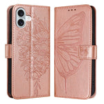 Embossed Butterfly Leather Phone Case, For iPhone 16 Pro, For iPhone 16 Plus, For iPhone 16, For iPhone 15 Pro Max, For iPhone 15 Pro, For iPhone 15 Plus