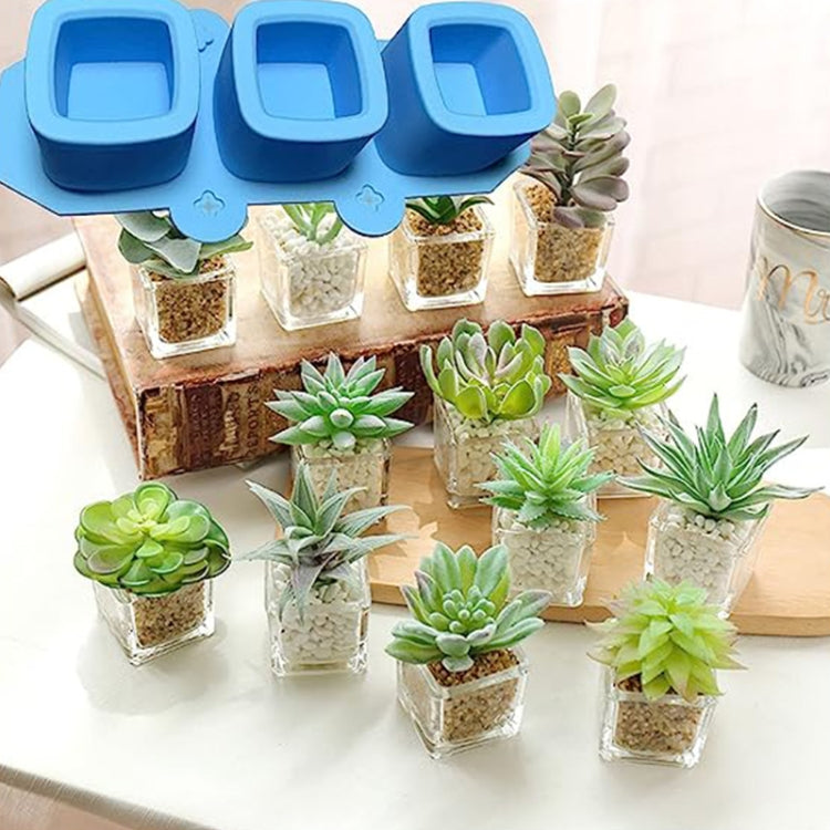 3 Cups Love Ice Tray Silicone Mold Succulent Plaster Mold, Random Color Delivery