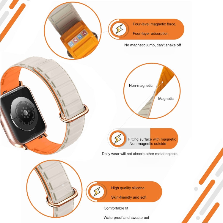 Reverse Buckle Magnetic Silicone Watch Band, For Apple Watch Series 9 41mm, For Apple Watch Ultra 49mm, For Apple Watch Series 8 41mm