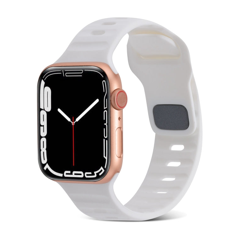 Square Buckle Stripes Silicone Watch Band, For Apple Watch Ultra 2 49mm, For Apple Watch Series 9 45mm