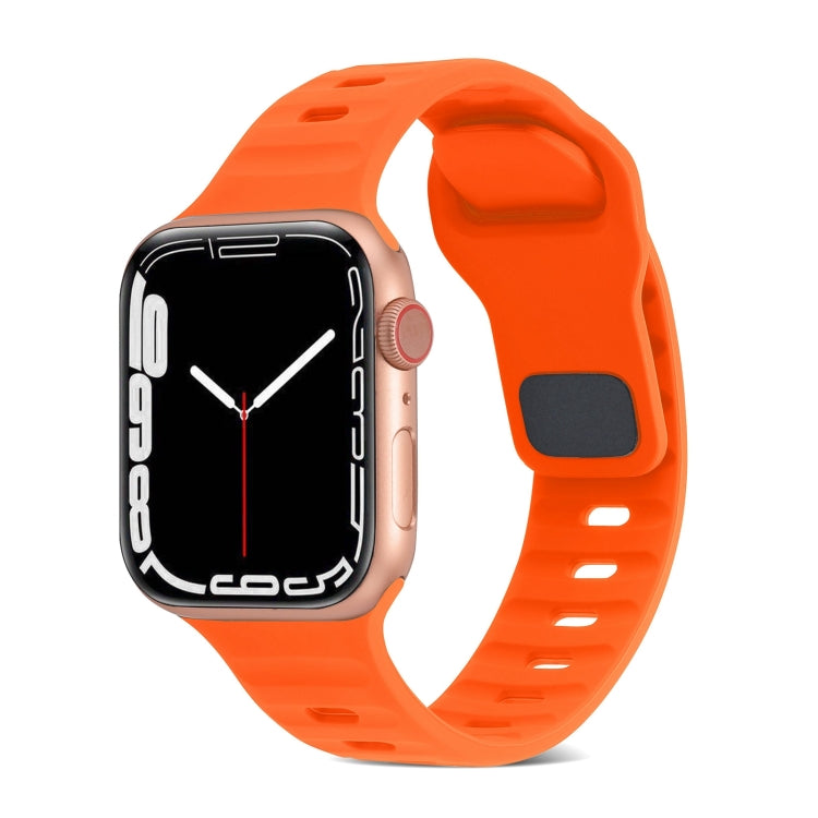 Square Buckle Stripes Silicone Watch Band, For Apple Watch Ultra 2 49mm, For Apple Watch Series 9 45mm