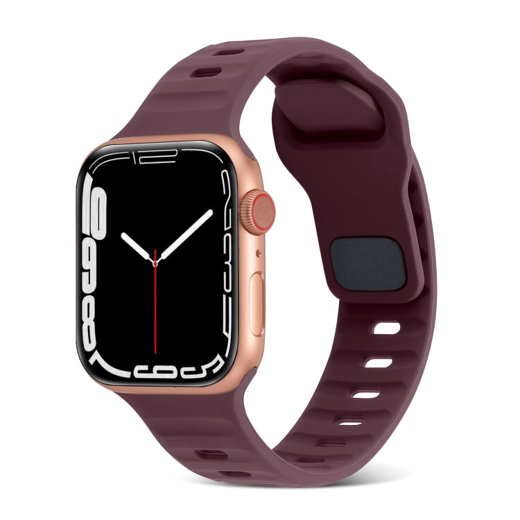 Square Buckle Stripes Silicone Watch Band, For Apple Watch Ultra 2 49mm, For Apple Watch Series 9 45mm