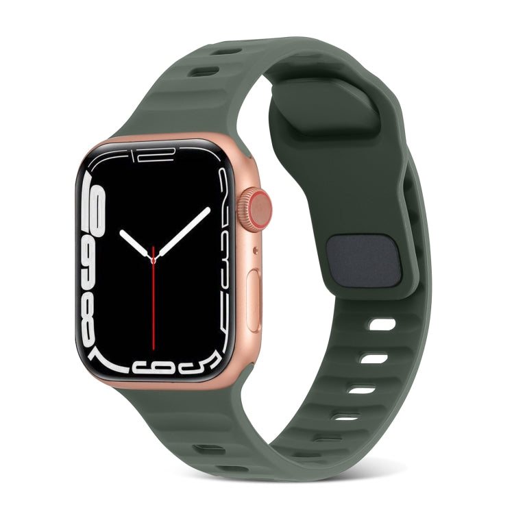Square Buckle Stripes Silicone Watch Band, For Apple Watch SE 2023 44mm, For Apple Watch SE 2023 40mm