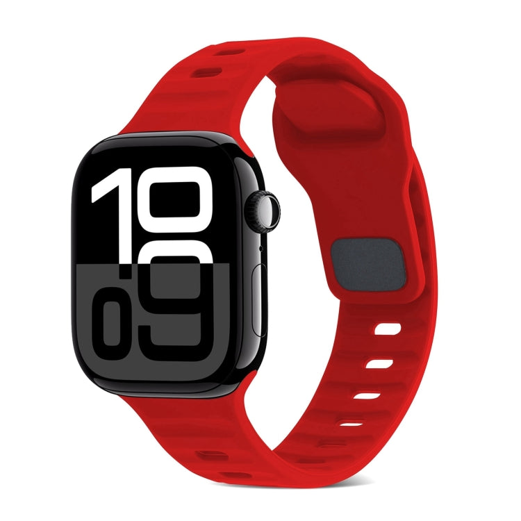 Square Buckle Stripes Silicone Watch Band, For Apple Watch Series 10 46mm, For Apple Watch Series 10 42mm