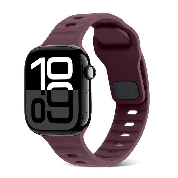 Square Buckle Stripes Silicone Watch Band, For Apple Watch Series 10 46mm, For Apple Watch Series 10 42mm