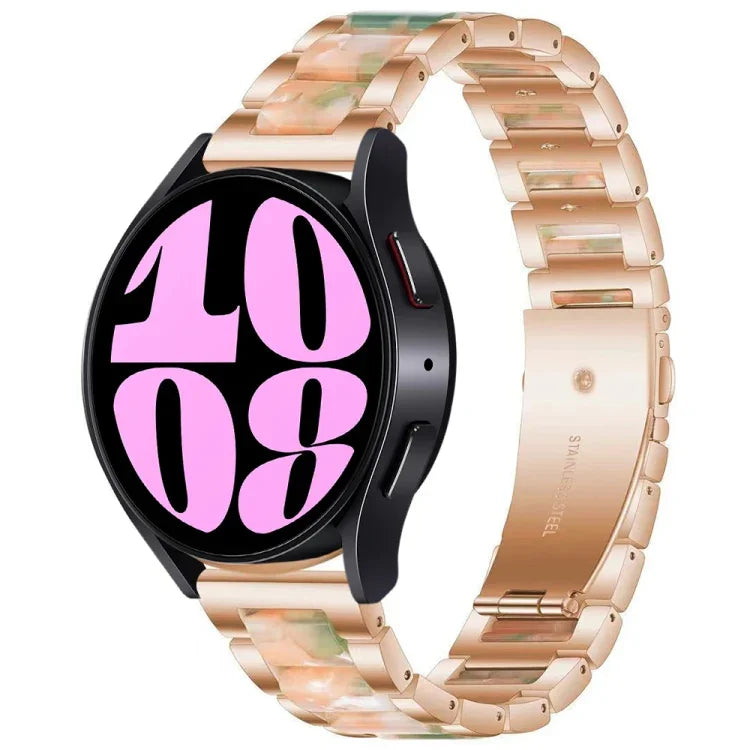 Three Bead Resin Metal Watch Band, For Samsung Galaxy Watch 6 / 6 Classic