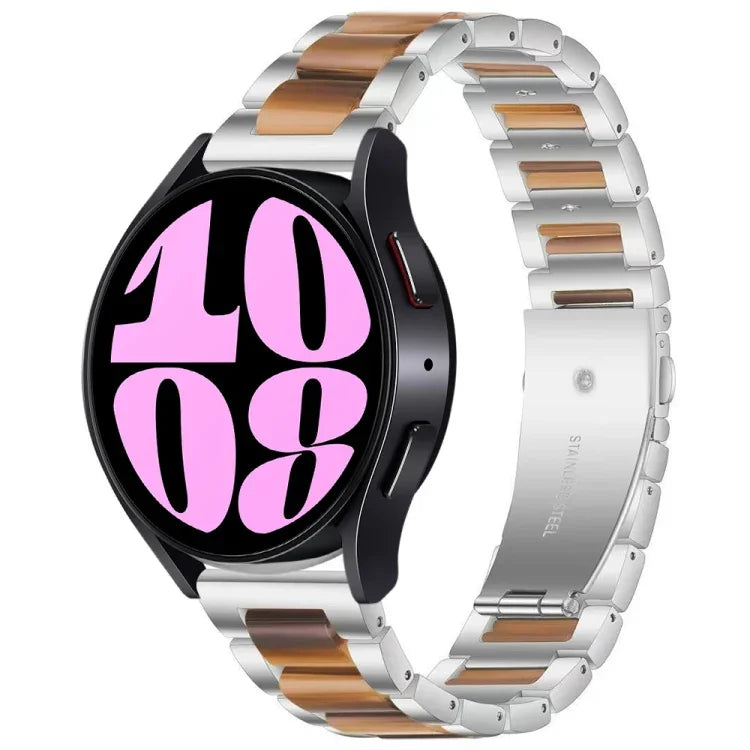 Three Bead Resin Metal Watch Band, For Samsung Galaxy Watch 6 / 6 Classic