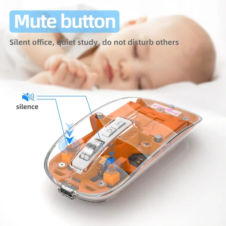 HXSJ T900 Transparent Magnet Three-mode Wireless Gaming Mouse