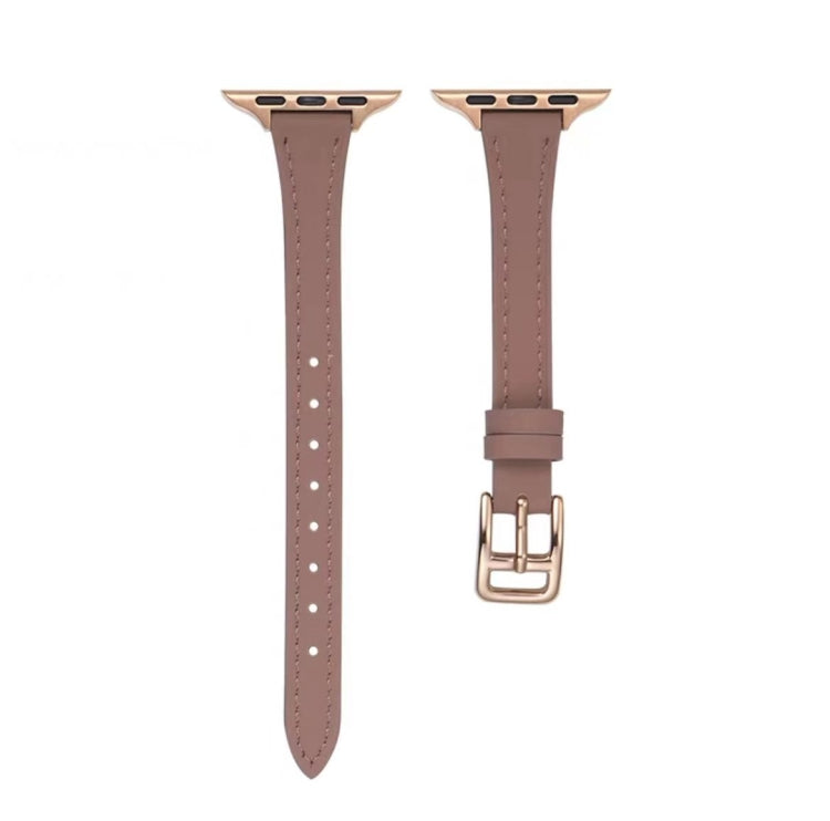 T-shaped Slim Genuine Leather Watch Band, For Apple Watch Series 5 44mm, For Apple Watch Series 5 40mm, For Apple Watch Series 4 44mm, For Apple Watch Series 4 40mm, For Apple Watch Series 3 38mm, For Apple Watch Series 3 42mm