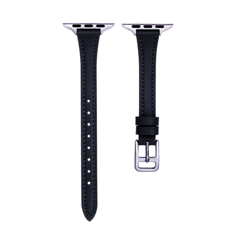 T-shaped Slim Genuine Leather Watch Band, For Apple Watch Series 9 41mm, For Apple Watch Ultra 49mm, For Apple Watch Series 8 41mm, For Apple Watch Series 8 45mm, For Apple Watch SE 2022 40mm, For Apple Watch SE 2022 44mm
