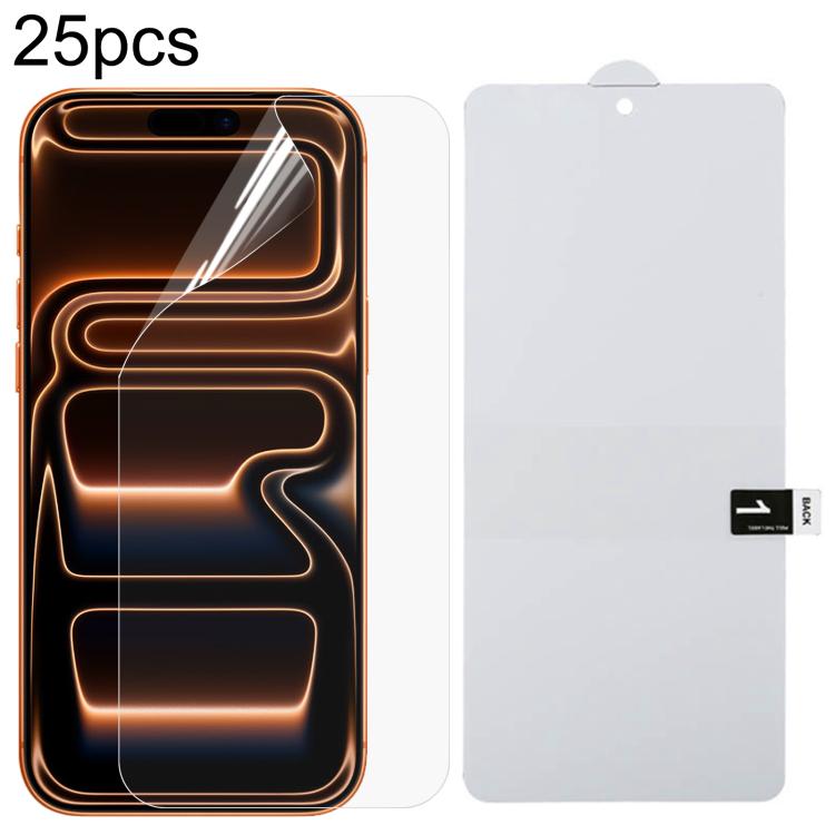 25pcs Full Screen Protector Explosion-proof Hydrogel Film, For iPhone 17 Pro Max, For iPhone 17 / 17 Pro, For iPhone Air, For iPhone 16 Pro Max, For iPhone 16 Pro, For iPhone 16 Plus, For iPhone 16, For iPhone 15 Pro Max, For iPhone 15 Pro             ...