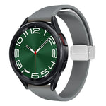 Magnetic Silver Buckle Slim Silicone Watch Band, For Samsung Galaxy Watch 6 / 6 Classic