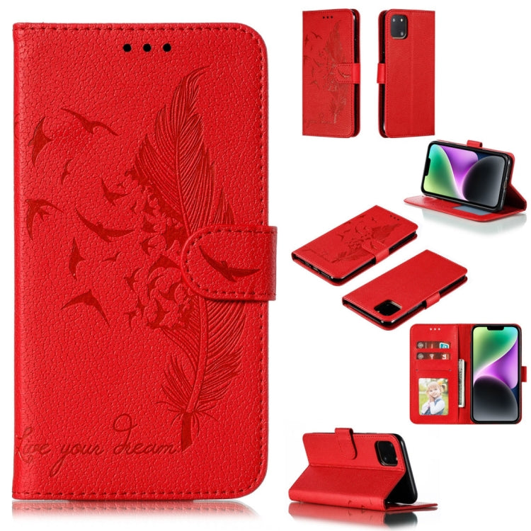 Feather Pattern Litchi Texture Leather Phone Case, For iPhone 17 Pro Max, For iPhone 17 Pro, For iPhone 17, For iPhone Air, For iPhone 15 Pro Max, For iPhone 15 Pro, For iPhone 15 Plus, For iPhone 15