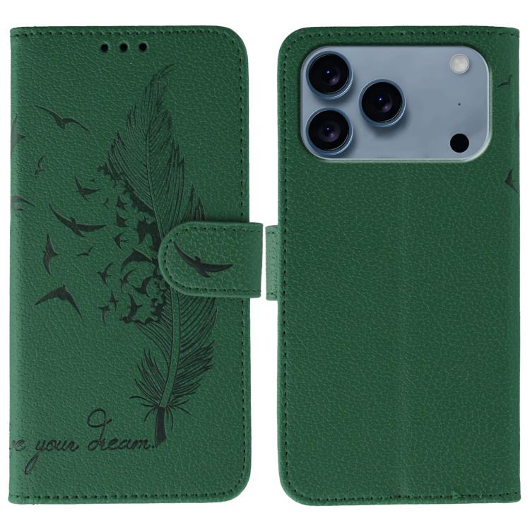 Feather Pattern Litchi Texture Leather Phone Case, For iPhone 17 Pro Max, For iPhone 17 Pro, For iPhone 17, For iPhone Air, For iPhone 15 Pro Max, For iPhone 15 Pro, For iPhone 15 Plus, For iPhone 15