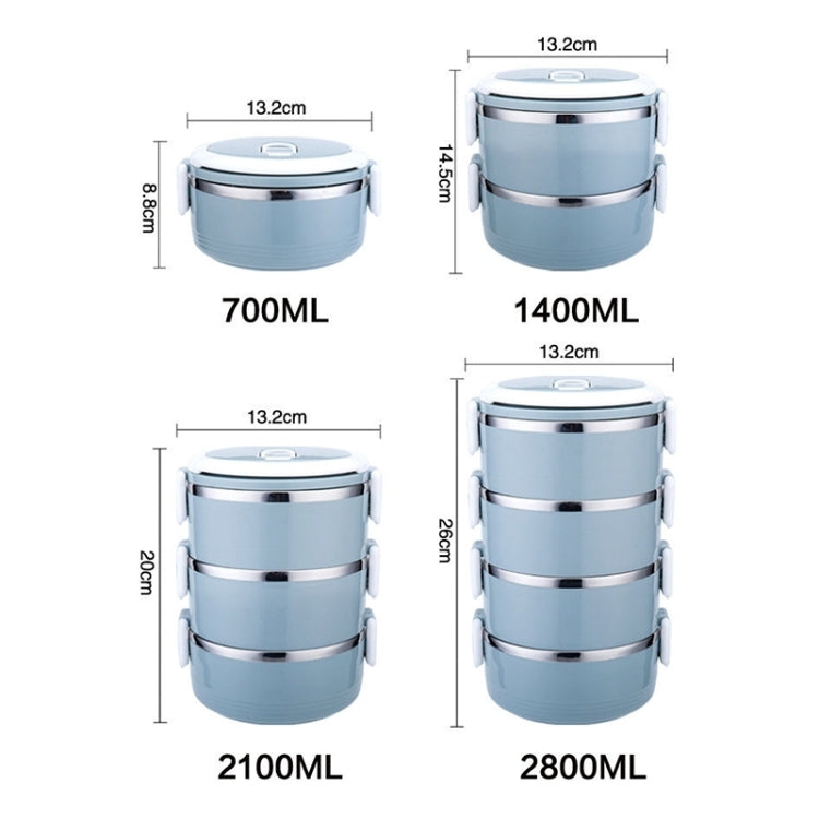 Stainless Steel Insulation Container Lunch Box Food Bento Box, Single-Layer 0.7L, Dual-Layer 1.4L, 3-Layer 2.1L, 4-Layer 2.8L