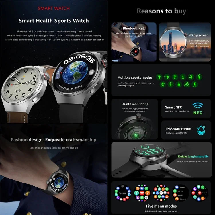 G4 Smart Bracelet 1.53 inch Smart Watch, Support Bluetooth Call / NFC / Heart Rate