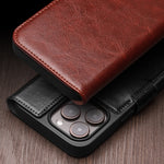 QIALINO Classic 103 Buckle Genuine Leather Phone Case, For iPhone 17e / 16e, For iPhone 17 Pro Max, For iPhone 17 Pro, For iPhone 17, For iPhone Air, For iPhone 15 Pro Max, For iPhone 15 Plus