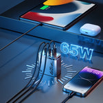 WK WP-U156 Pioneer Series 65W USB+Dual USB-C/Type-C GaN Charger, WP-U156