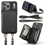 JEEHOOD C22 Series Zipper Wallet Leather Phone Case with Dual Lanyard, For iPhone 17 Pro Max, For iPhone 17 Pro, For iPhone Air, For iPhone 16 Pro Max, For iPhone 16 Pro, For iPhone 16 Plus, For iPhone 16, For iPhone 15 Pro Max
