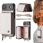 JEEHOOD C22 Series Zipper Wallet Leather Phone Case with Dual Lanyard, For iPhone 17 Pro Max, For iPhone 17 Pro, For iPhone Air, For iPhone 16 Pro Max, For iPhone 16 Pro, For iPhone 16 Plus, For iPhone 16, For iPhone 15 Pro Max