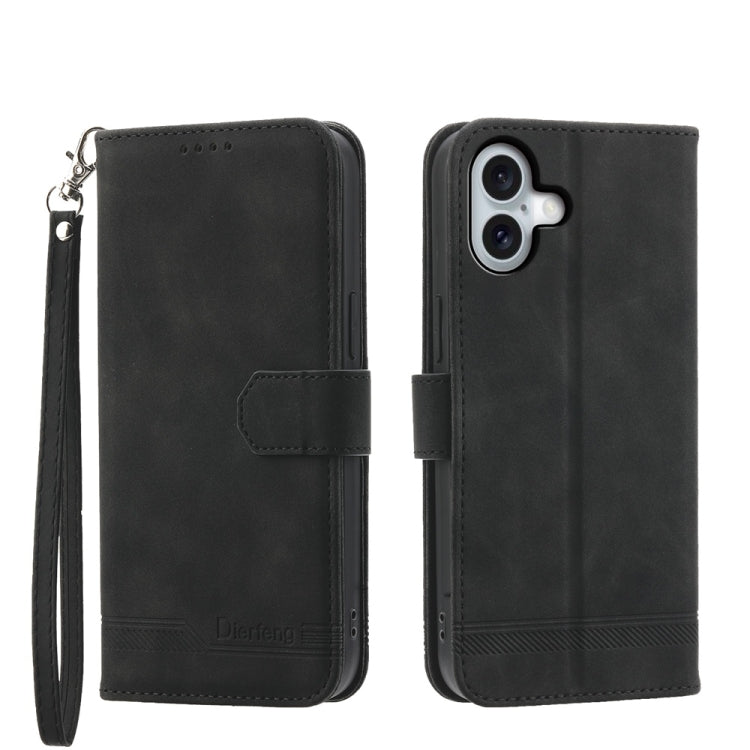 Dierfeng Dream Line TPU Hybrid PU Leather Phone Case, For iPhone 17 Pro Max, For iPhone 17 Pro, For iPhone 17, For iPhone Air, For iPhone 16e, For iPhone 16 Pro Max, For iPhone 16 Pro, For iPhone 16 Plus