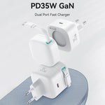 USAMS US-CC202 SMF Series PD35W Dual Type-C Port GaN Fast Charger, EU Plug