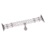 Beaded Dual Row Pearl Bracelet Watch Band, For Apple Watch SE 2023 44mm, For Apple Watch SE 2023 40mm, For Apple Watch Ultra 2 49mm, For Apple Watch Series 9 45mm, For Apple Watch Series 9 41mm, For Apple Watch Ultra 49mm, For Apple Watch Series 8 41mm...