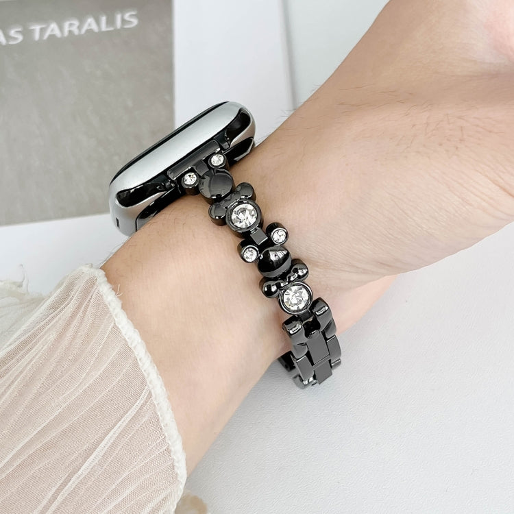 Metal Diamond Bear Chain Watch Band, For Apple Watch SE 2023 44mm, For Apple Watch SE 2023 40mm, For Apple Watch Ultra 2 49mm, For Apple Watch Series 9 45mm, For Apple Watch Series 9 41mm, For Apple Watch Ultra 49mm, For Apple Watch Series 8 41mm      ...