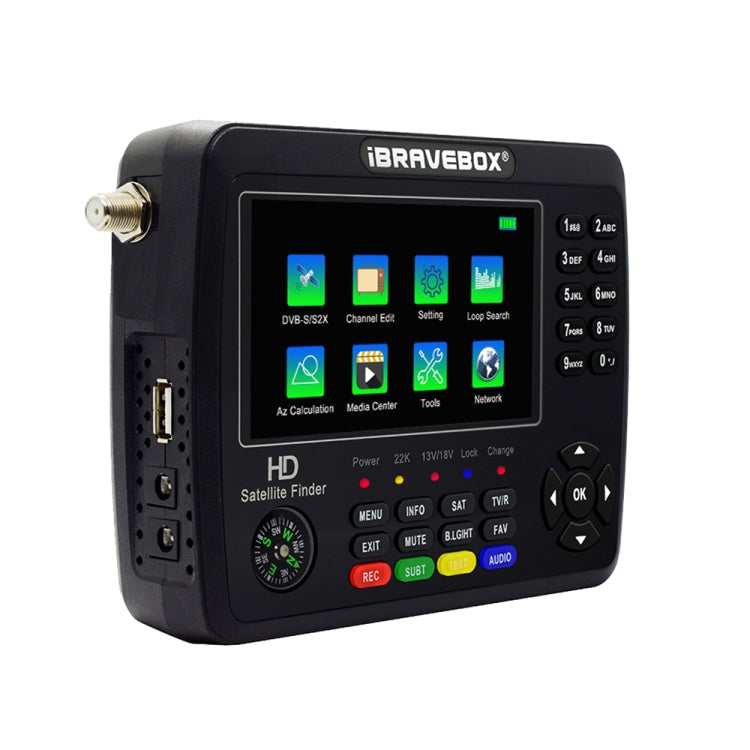iBRAVEBOX V10 Finder Max 4.3 inch Display Digital Satellite Meter Signal Finder, Support DVB-S/S2/S2X, EU Plug, US Plug, UK Plug, AU Plug