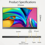 15.6 inch HDR 1080P IPS Screen Portable Monitor, 15.6 inch 1080P