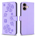 Four-leaf Embossed Leather Phone Case, For iPhone 17 Pro Max, For iPhone 17 Pro, For iPhone 17, For iPhone Air, For iPhone 16 Pro Max, For iPhone 16 Pro, For iPhone 16 Plus, For iPhone 16