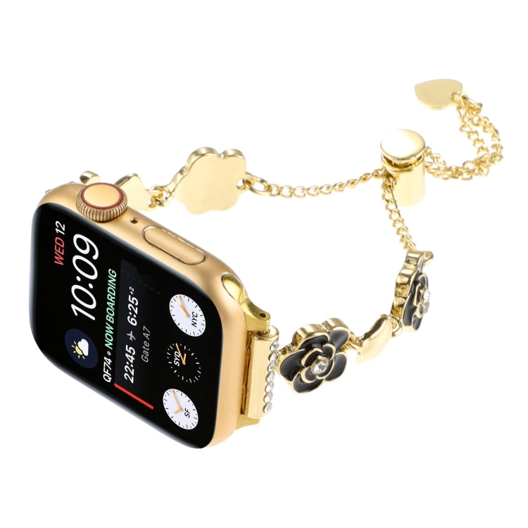 Camellia Metal Chain Bracelet Watch Band, For Apple Watch SE 40mm, For Apple Watch SE 44mm, For Apple Watch Series 6 40mm, For Apple Watch Series 6 44mm, For Apple Watch Series 5 44mm, For Apple Watch Series 5 40mm, For Apple Watch Series 4 44mm       ...