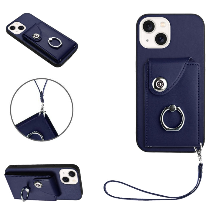 Organ Card Bag Ring Holder PU Phone Case with Lanyard, For iPhone 14 Plus, For iPhone 14, For iPhone 14 Pro, For iPhone 14 Pro Max, For iPhone SE 2022/SE 2020/6/7/8, For iPhone 13 Pro Max, For iPhone 13 Pro, For iPhone 13