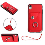 Organ Card Bag Ring Holder PU Phone Case with Lanyard, For iPhone XS / X, For iPhone XR, For iPhone XS Max, For iPhone 8 Plus / 7 Plus