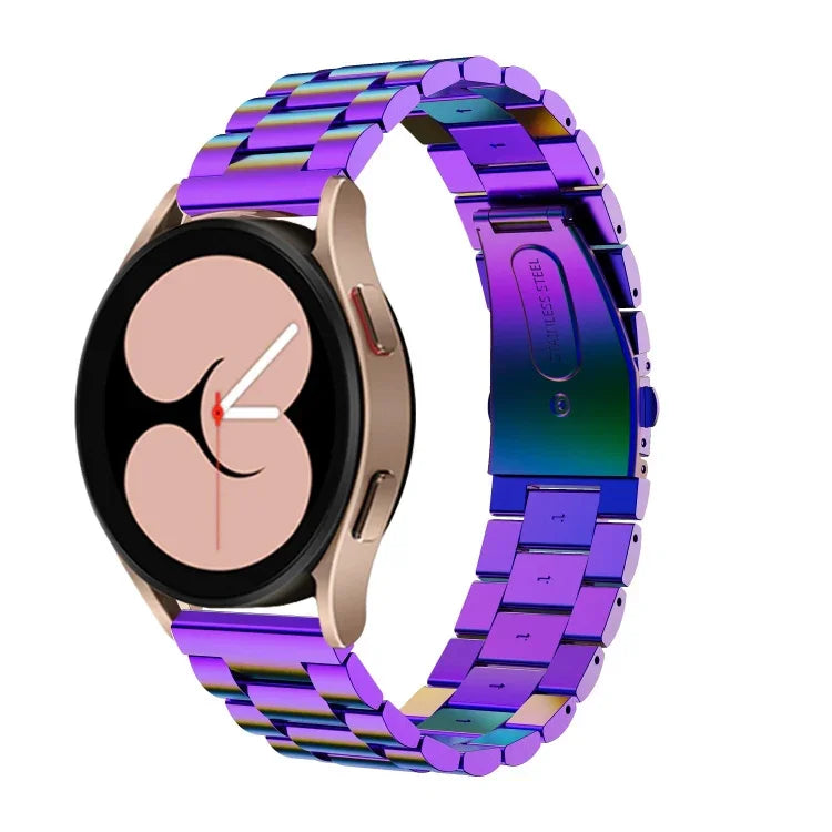 Flat Head Three-bead Stainless Steel Watch Band, For Samsung Galaxy Watch6 / 6 Classic