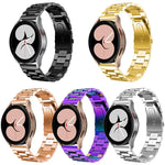 Flat Head Three-bead Stainless Steel Watch Band, For Samsung Galaxy Watch6 / 6 Classic